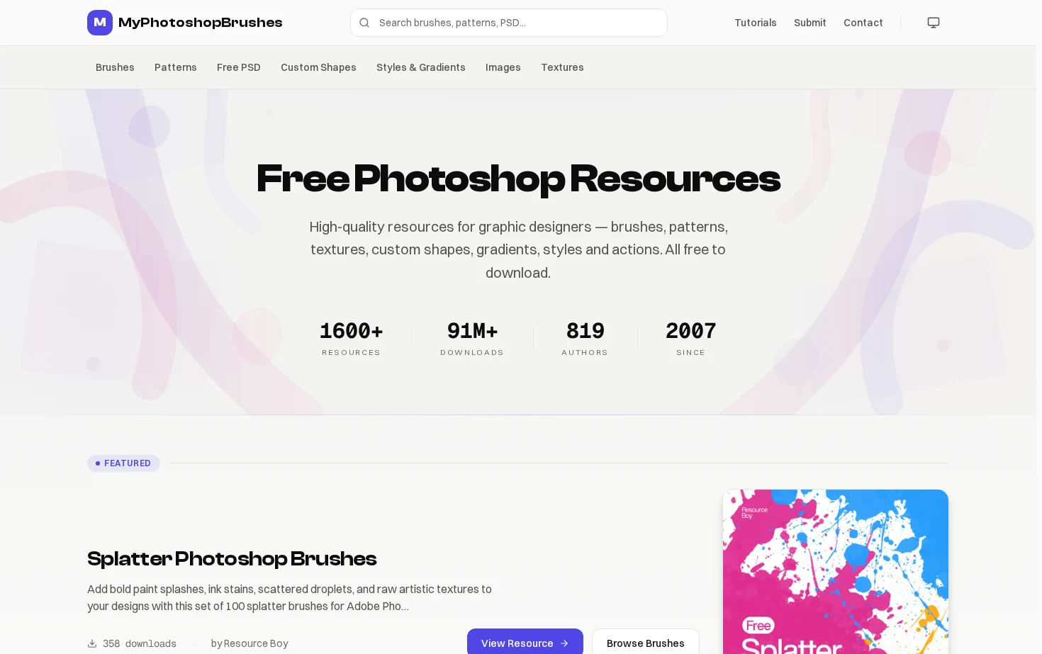 MyPhotoshopBrushes 页面快照